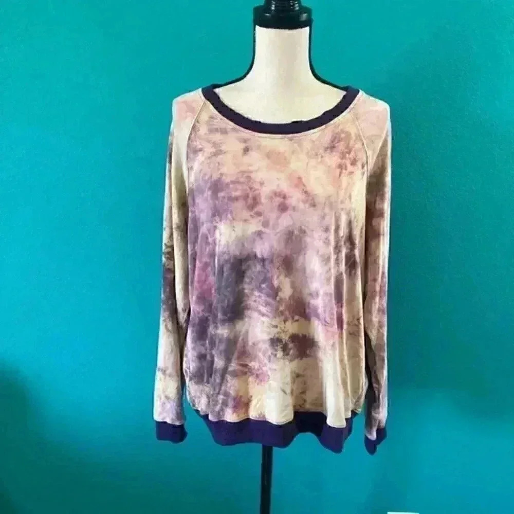 Umgee purple tie dye long sleeve shirt in size small